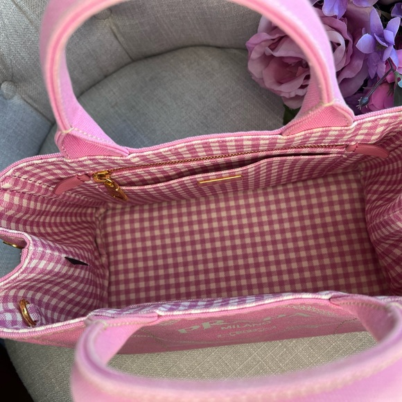 AUTHENTIC PINK PRADA CANAPA TOTE LIKE NEW - Picture 6 of 16